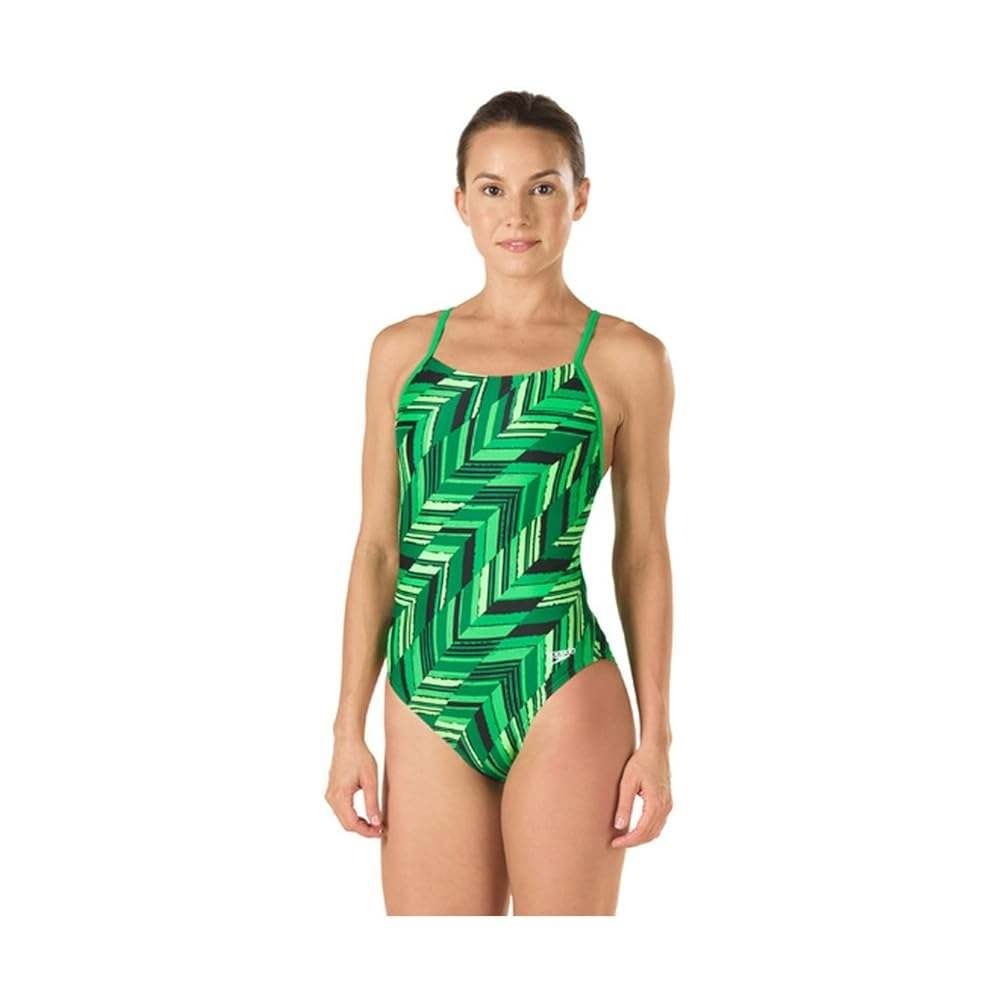 Speedo Swimsuit Women's Size Small Green Printed Athletic Training One Piece 30